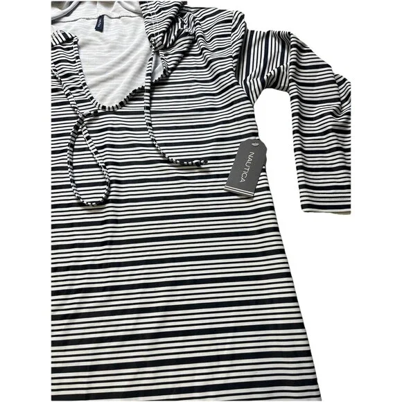 Women's Nautica Hooded Striped Swim Cover Up - Size M - Picture 3 of 4